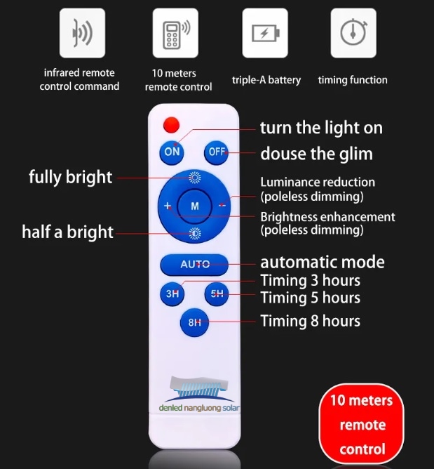 Remote Đèn Năng Lượng Mặt Trời Hướng Dẫn Sử Dụng